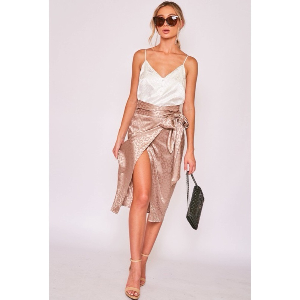 CHAMPAGNE GARDENS SILK MIDI SKIRT - Picture 7 of 8